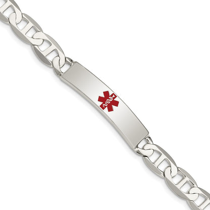 925 Sterling Silver 8mm Polished Medical Anchor Link ID Bracelet 7.5 inch