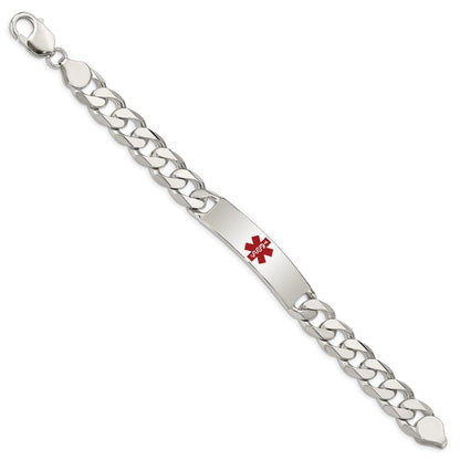 925 Sterling Silver 11mm Polished Medical Curb Link ID Bracelet 8.5 inch