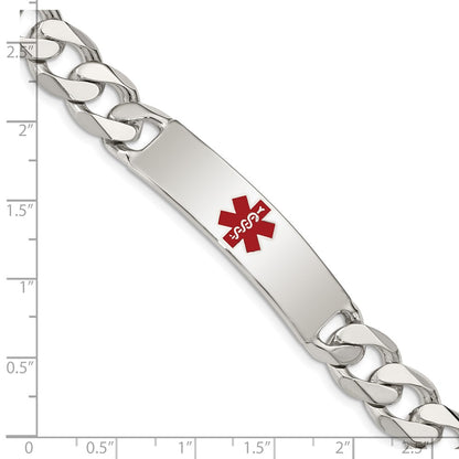925 Sterling Silver 11mm Polished Medical Curb Link ID Bracelet 8.5 inch