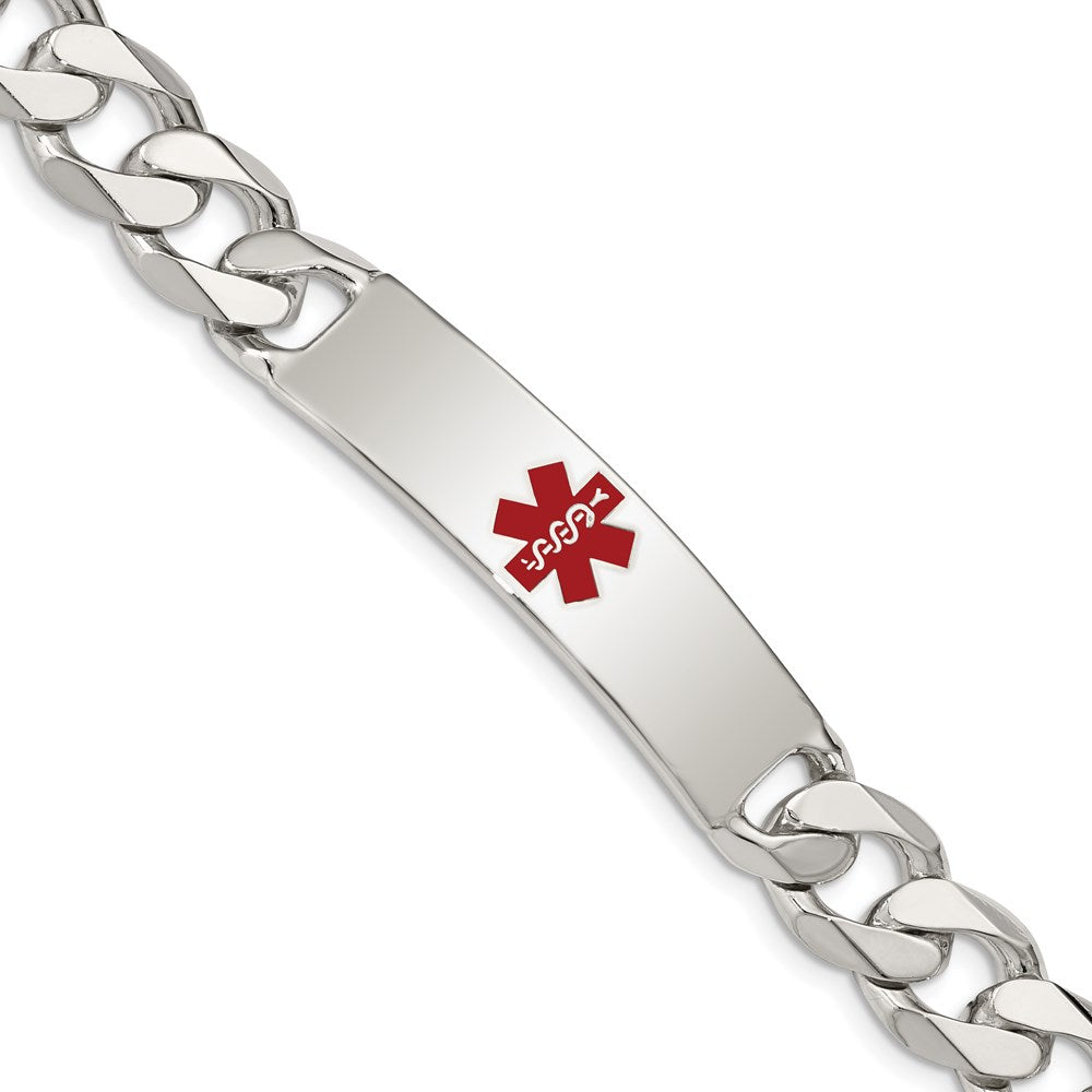 925 Sterling Silver 11mm Polished Medical Curb Link ID Bracelet 8.5 inch