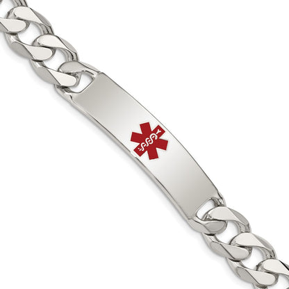 925 Sterling Silver 11mm Polished Medical Curb Link ID Bracelet 8.5 inch