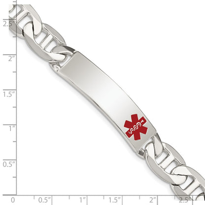 925 Sterling Silver 12mm Polished Medical Anchor Link ID Bracelet 8.5 inch