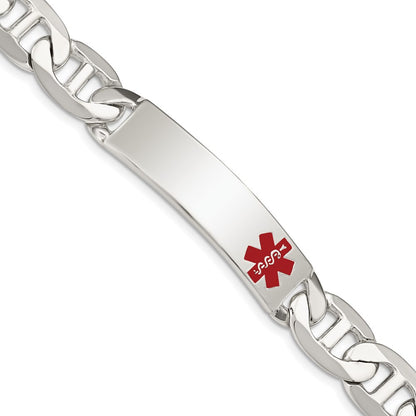 925 Sterling Silver 12mm Polished Medical Anchor Link ID Bracelet 8.5 inch