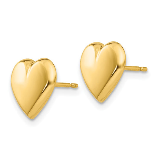 14k Yellow Gold Heart Stud Earrings