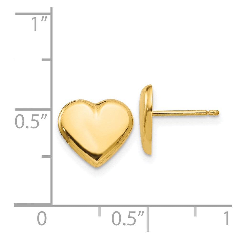 14k Yellow Gold Heart Stud Earrings