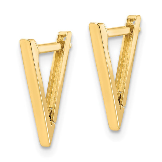 14k Yellow Gold Polished Triangle Hoop Earrings