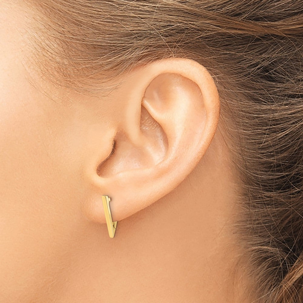 14k Yellow Gold Polished Triangle Hoop Earrings