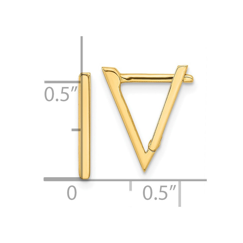 14k Yellow Gold Polished Triangle Hoop Earrings