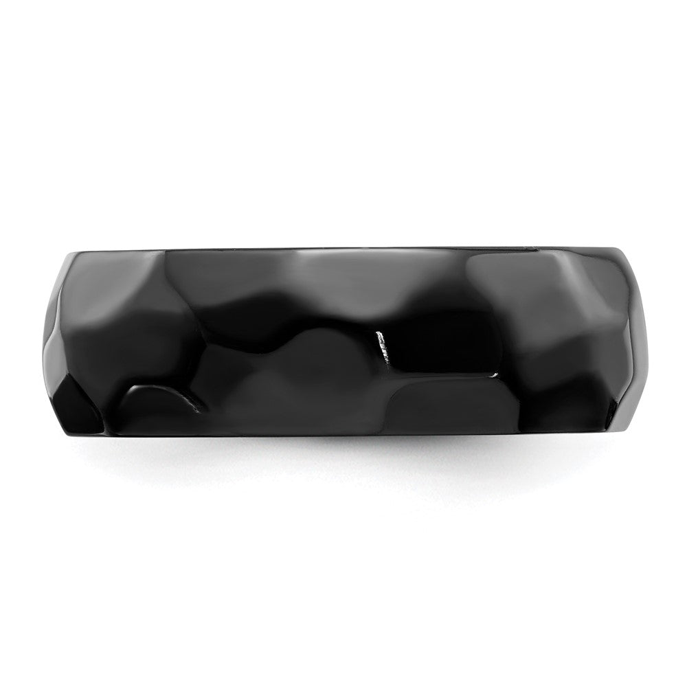 Black Zirconium Polished and Hammered 7mm Band Ring