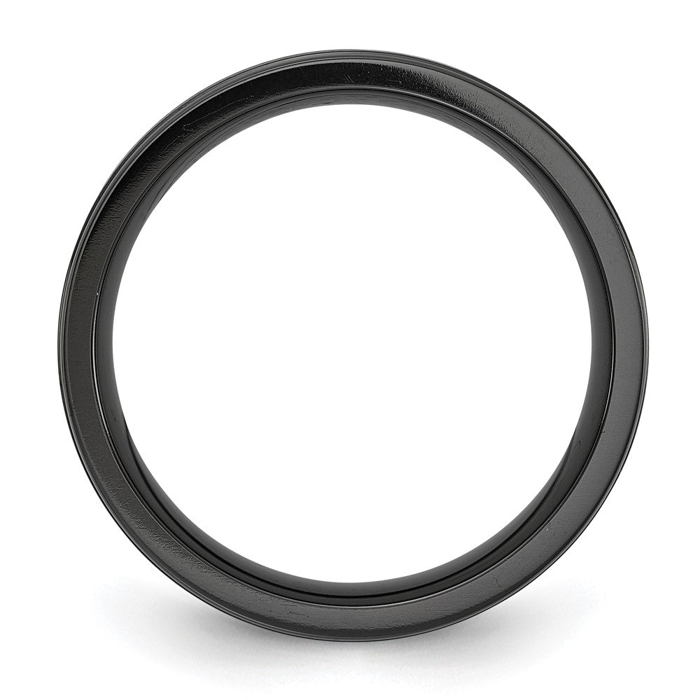 Black Zirconium Brushed Polished and Hammered with Blue IP-plated 8mm Band Ring