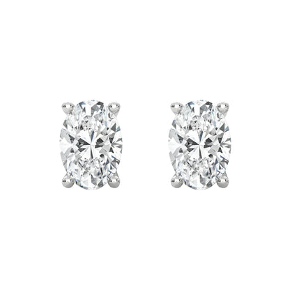 Oval Cut Solitaire Lab Grown Diamond Stud Earrings 14k White Gold VS Clarity, E-F Color with Post Butterfly