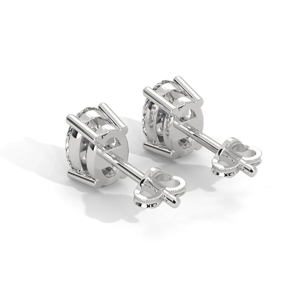 Oval Cut Solitaire Lab Grown Diamond Stud Earrings 14k White Gold VS Clarity, E-F Color with Post Butterfly
