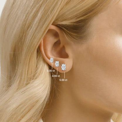 Oval Cut Solitaire Lab Grown Diamond Stud Earrings 14k White Gold VS Clarity, E-F Color with Post Butterfly