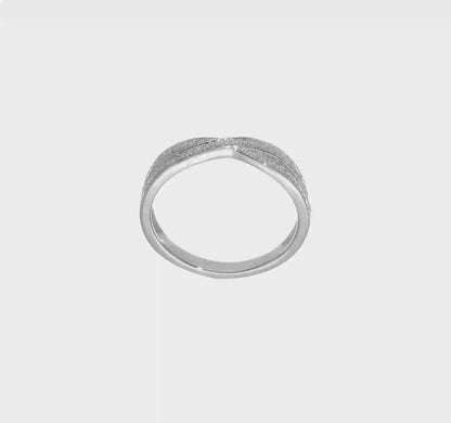 14K White Gold Criss-Cross 1/5 Ct Diamond Wedding Band Ring