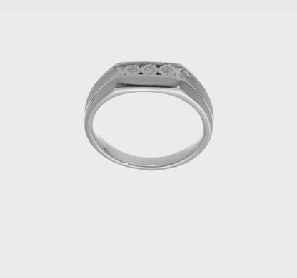 Sterling Silver Rhodium Plated Diamond Mens Engagement Ring