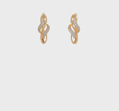 14k Yellow Gold Diamond Accent Hinged Hoop Earrings