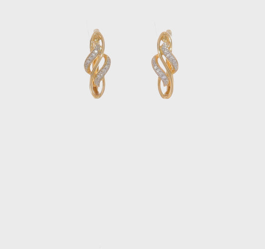14k Yellow Gold Diamond Accent Hinged Hoop Earrings