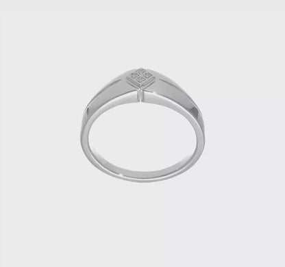 Sterling Silver Rhodium Plated Diamond Mens Engagement Ring