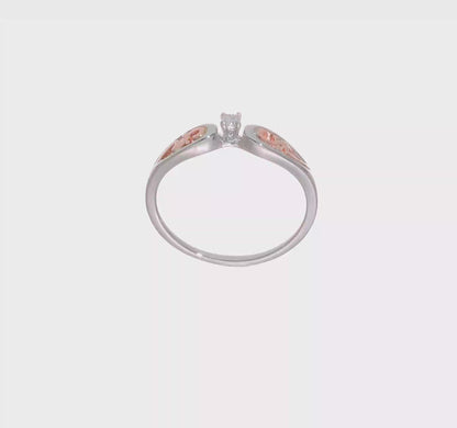 14k White and Rose Gold 1/20 Ct Round Diamond Engagement Ring