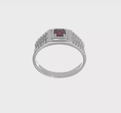 925 Sterling Silver Men's Gemstone & White Topaz Ring