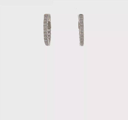 1 Ct Round Diamond Hoop Earrings with Safety Clasp in 14k Gold