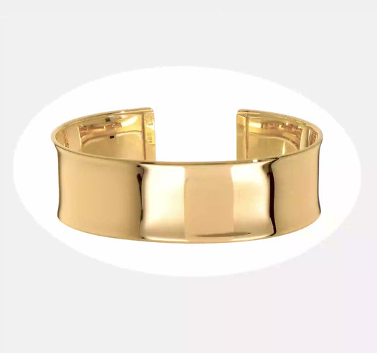 14k Yellow Gold 18.5mm Polished Cuff Bangle Bracelet