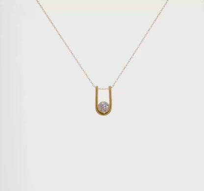 14k White Gold 1/3 Ct Lab Grown Diamond U-Shape Pendant Necklace 18" VS/SI, G