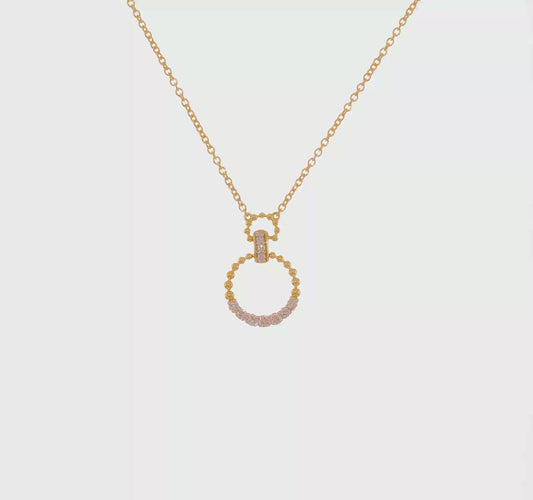 1/4 Ct Lab Grown Diamond Circle Pendant Necklace 18" in 14k Yellow Gold VS-SI, G